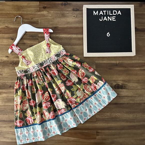Matilda Jane Vintage Serendipity Floral Perfect Day Knot Sleeveless Dress 6 - Picture 1 of 10
